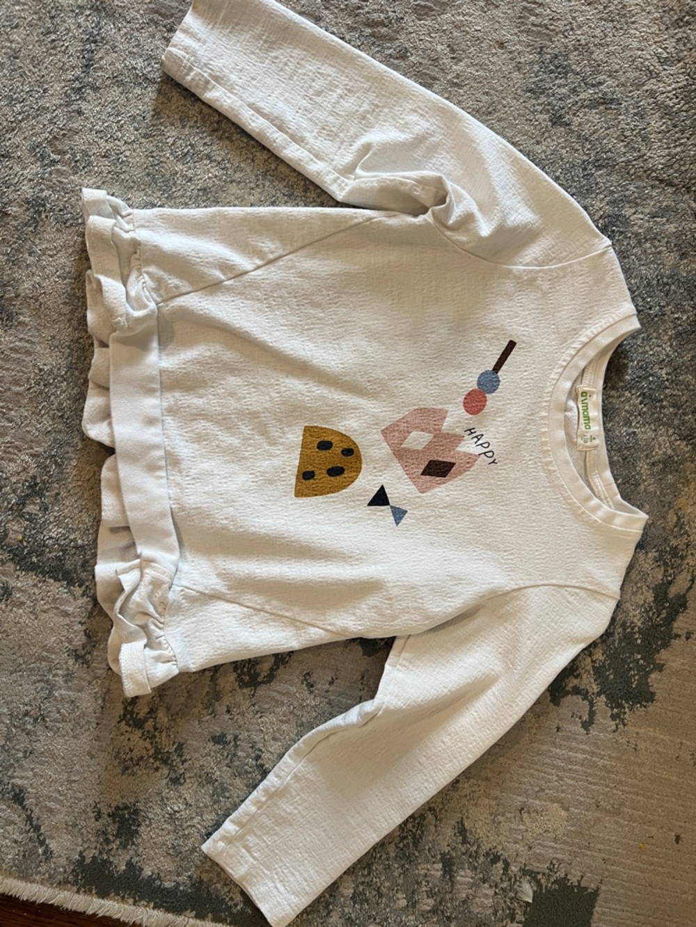 Cream Girls' Graphic Ruffle-Hem Sweatshirt